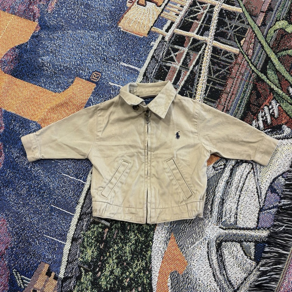 Vintage Polo Ralph Lauren Jacket Infant 9 Months Beige Bi Swing Chin Strap 9M